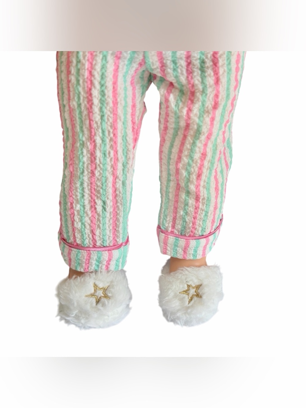 American Girl Doll Warm Wishes Pajamas White Gold Star Slippers Only Retired